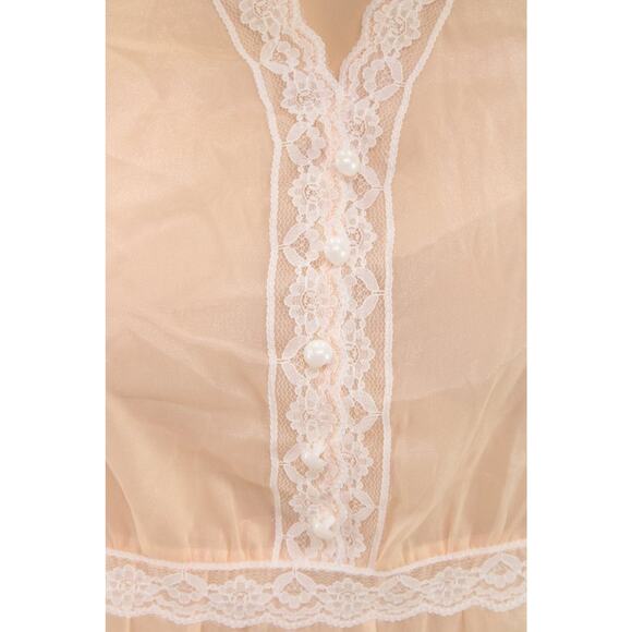 Dazy Retro Midi Prairie Dress Medium Sheer Chiffon Peach Cottagecore Romantic - Picture 7 of 11